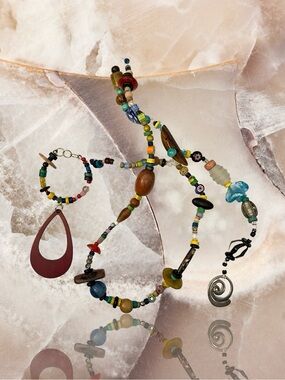 Artisan Beaded Wire Parts for Jewelry Making, Window Hanging, Art, Mixed Media